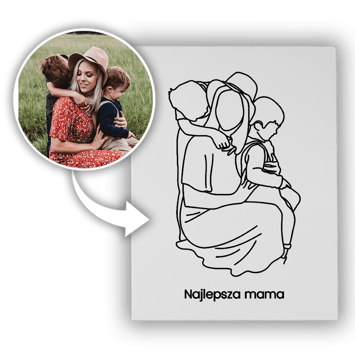 Personalizowany Obraz na płótnie - zdjęcie zamienione w rysunek Outline na Dzień Matki - Mejkmi - Personalizowane Prezenty Dla Twoich Bliskich!